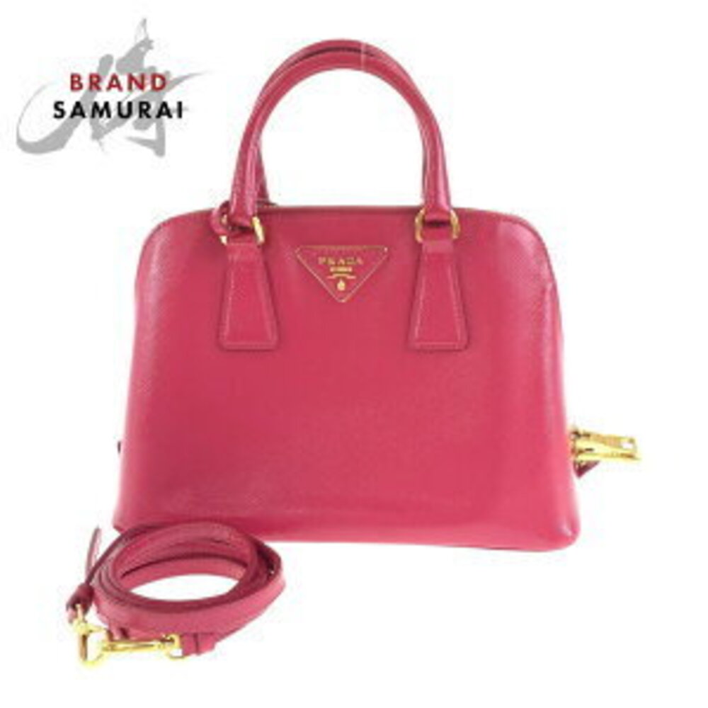 Prada handbag shoulder triangular pink leather Saffiano plate logo - Picture 2 of 10